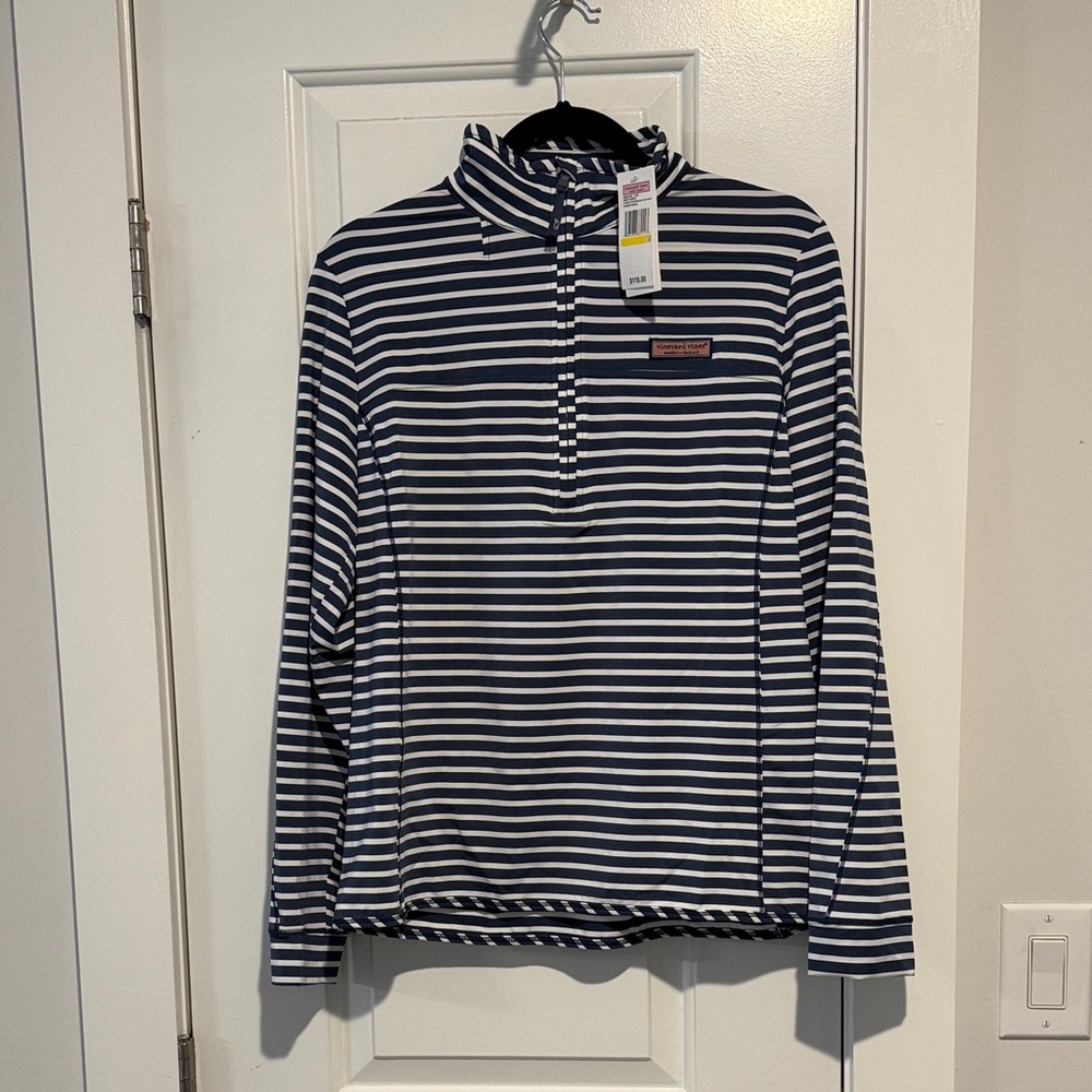 Vineyard Vines Navy and White Striped Pullover